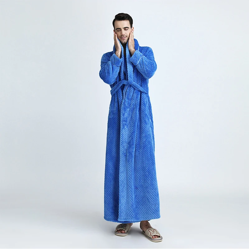 Blue for Man Зимний халат размера плюс, мягкий фланелевый Халат, кимоно, теплый банный халат из кораллового флиса, ночные меховые халаты, халат для мужчин и женщин, одежда для сна - Цвет: Blue for Man