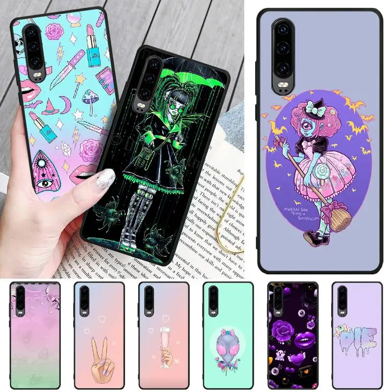 Girly Pastel Witch Goth новое поступление черный сотовый телефон чехол для huawei p8 lite 2017 P9 P10