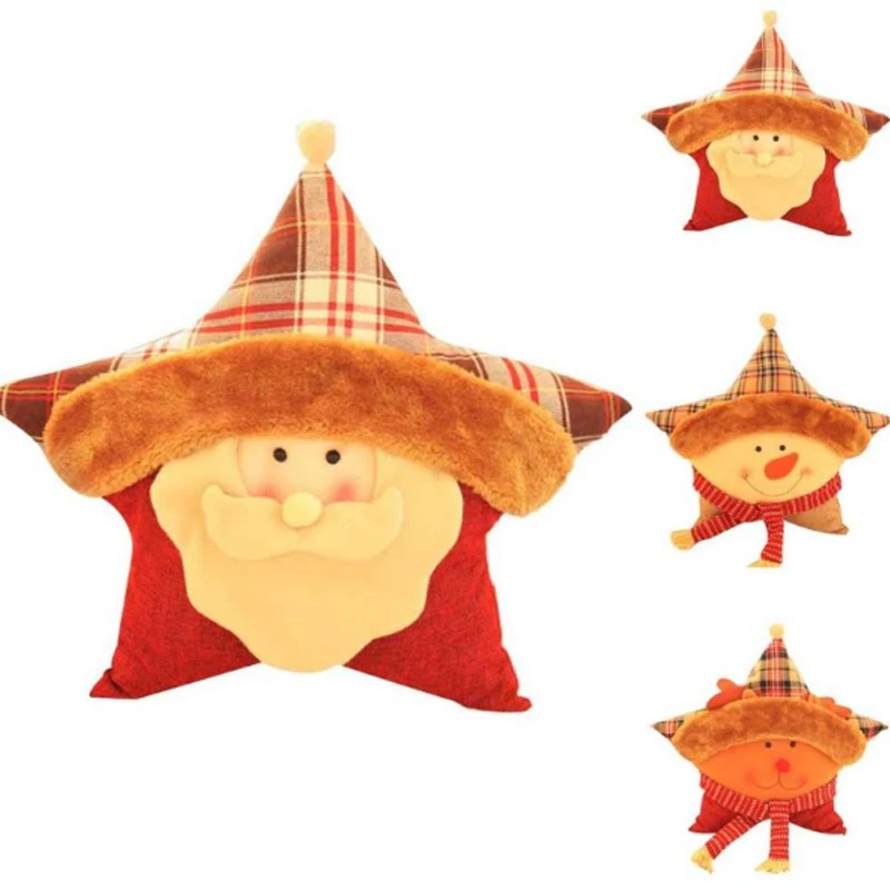 Sofa Pillow 1pcs Pillows Five-Pointed Gifts Christmas Gift Non-Woven Surface Flexible Decorative Xmas Cover Fashion Decoration