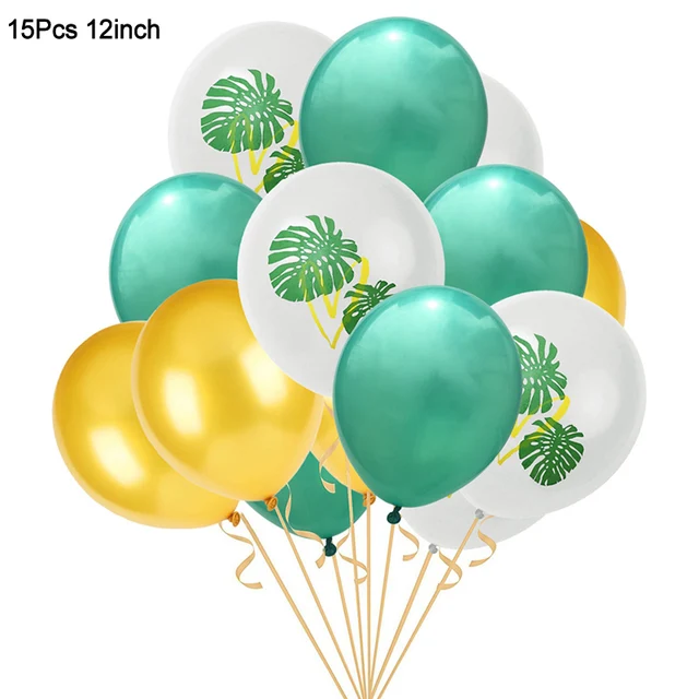 Hawaiian Party Decorations Palm Leaves Bunting Banner Luau Flamingo Summer Tropical Party Decoration Jungle Safari Party Ballons 15pcs balloon