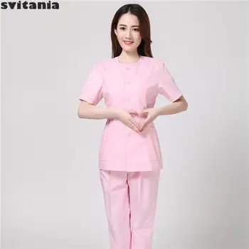 

Female Nurse Uniform Short Sleeve Suit New Lab Pharmacy Glasses Shop Work Clothes Svitania Women