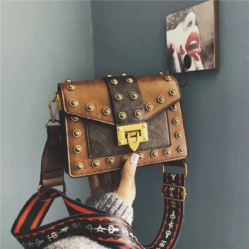 

Vintage Rivet Crossbody Bags for Women Handbag 2019 Fashion Ladies Shoulder Bag Female Flap Tote Leather Messenger Bag Bolsos