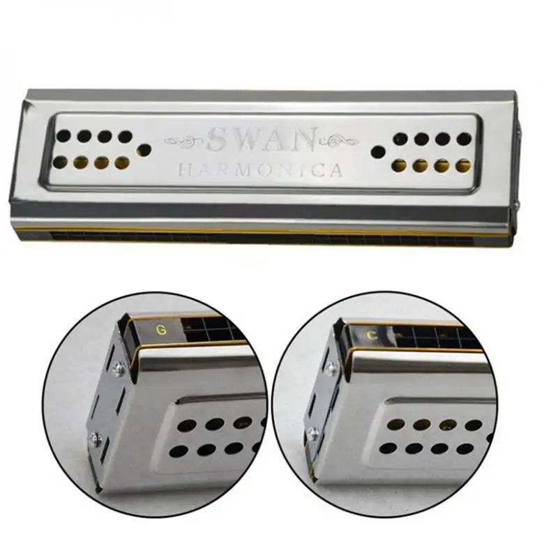 Professional Swan 24 Holes Key Of C&G Double Side Tremolo Harmonica