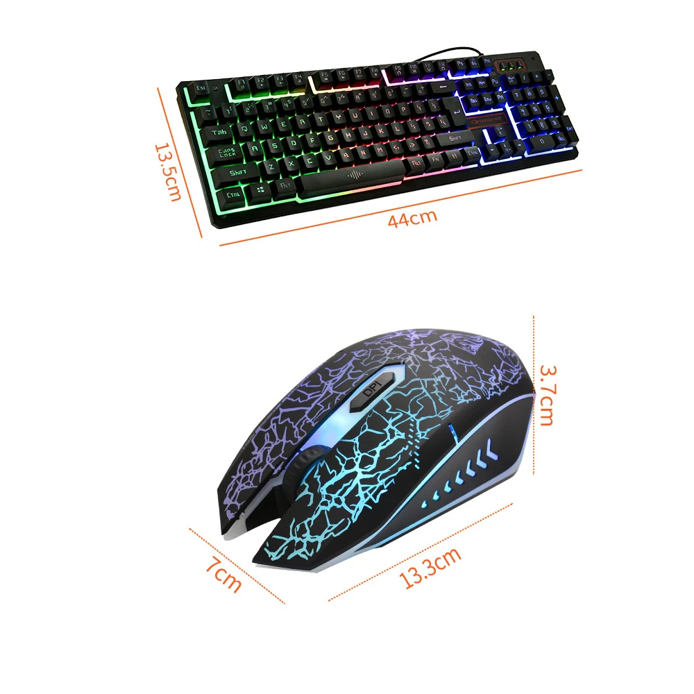 Клавиатура и мышь Combo N-Key rolover Проводная игровая мышь Бесшумная клавиатура RGB мышь 104 клавиш водонепроницаемый дизайн дыхательные огни