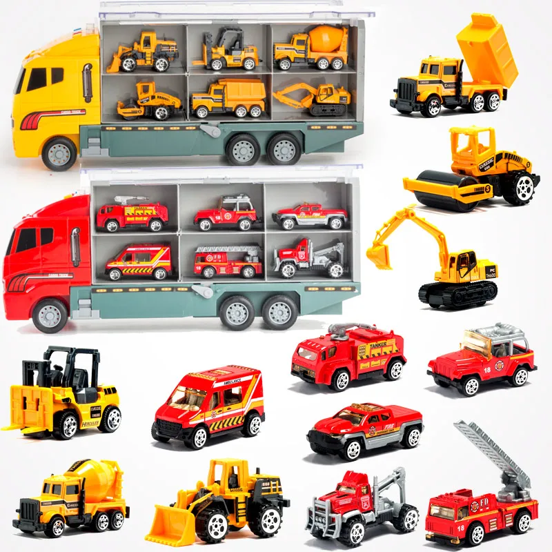 Container Truck Toy Fire Truck Large Size Engineering Vehicle Toy Car Boy Excavator Alloy Car CHILDREN'S Suit
