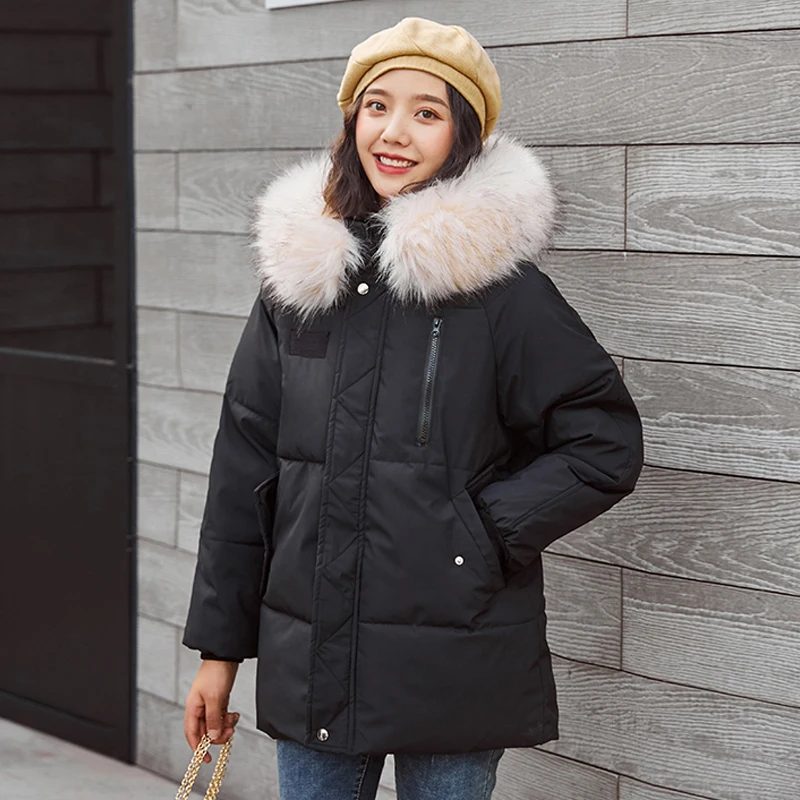 2019 пальто толстая зимняя куртка для женщин с капюшоном меховым воротником парки