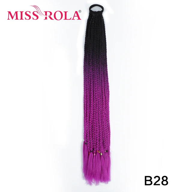 Synthetic Chignon Hair 60cm Hair Color Gradient Dirty Braided Ponytail Women Elastic Hair Rubber Band Hair Accessories Headband B28