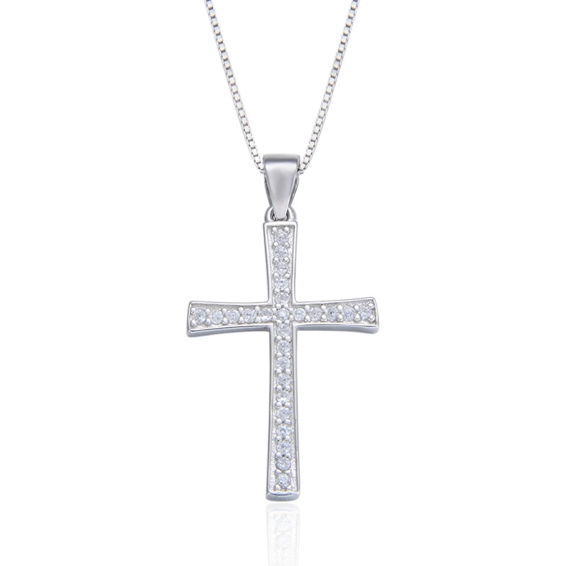 hot Selling Explosive Diamond Cross S925 Silver Necklace Pendant Elegant And Versatile Girls' Jewelry