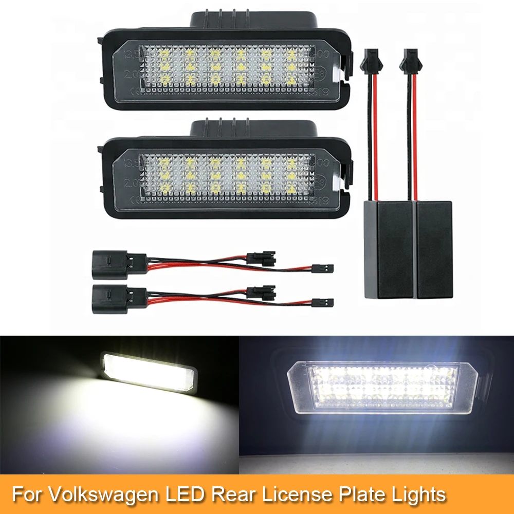

White LED Rear Number License Plate lights Canbus No Error for Golf 4 5 6 7 EOS Lupo Passat Phaeton Rabbit Scirocco Bora Beetle