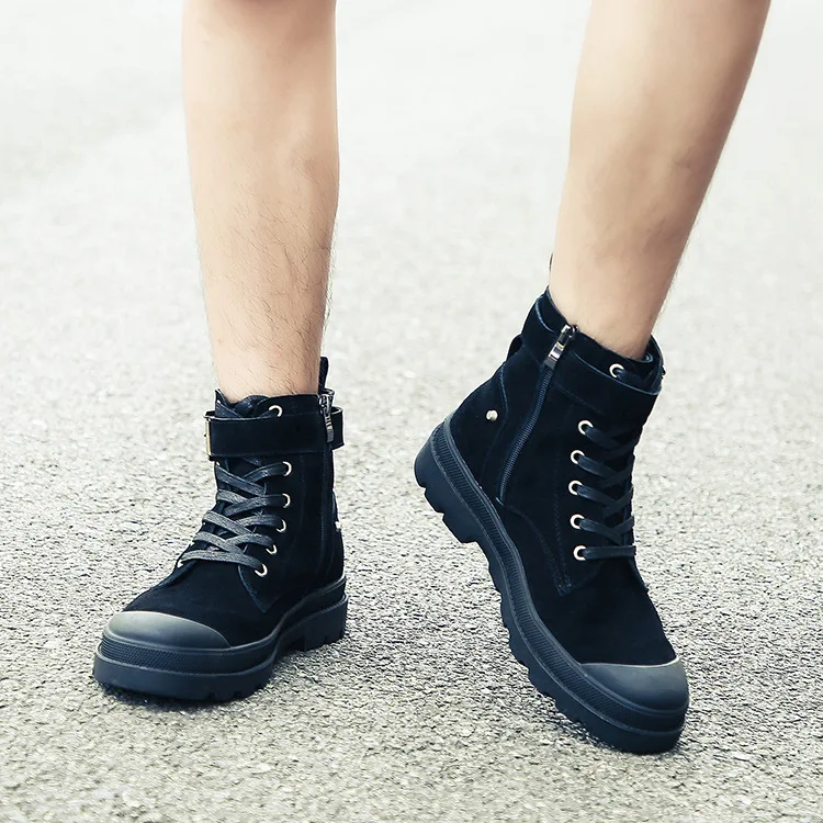 

Ozhouzhan 2018 Autumn And Winter plus Velvet Hight-top MEN'S Shoes Kick Explosion-Proof Thick Bottomed Genuine Leather Martin Bo