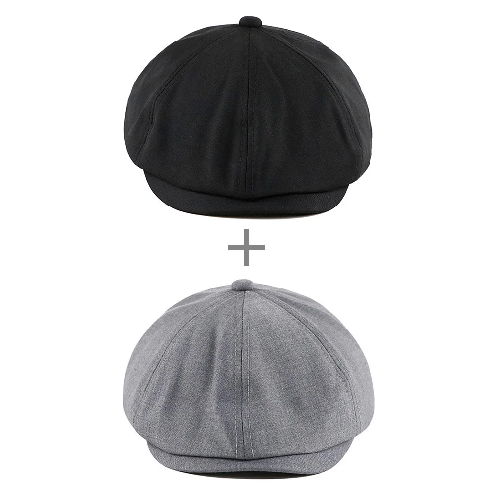 [AETRENDS] винтажная восьмиугольная кепка джентльмена, берет, шапка для мужчин и женщин, модели, плоская кепка s Newsboy, шапки Z-9974 - Цвет: Black and Light Gray