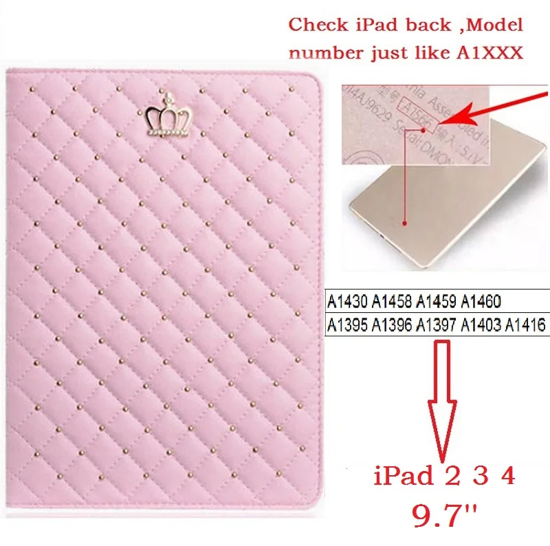 9,7 ''Корона Coque для iPad 2 iPad 3 iPad 4 чехол Роскошный Смарт авто-сна PU кожаный чехол A1430 A1458 чехол для iPad 2/3/4 чехол - Цвет: for iPad 234 Pink