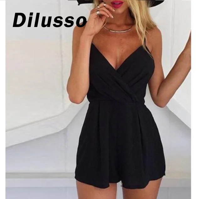 Mono ajustado para fiesta para mujer, mono Sexy, pantalones para discoteca, mono con cuello en V, pantalón corto de pierna ancha, mono # D3
