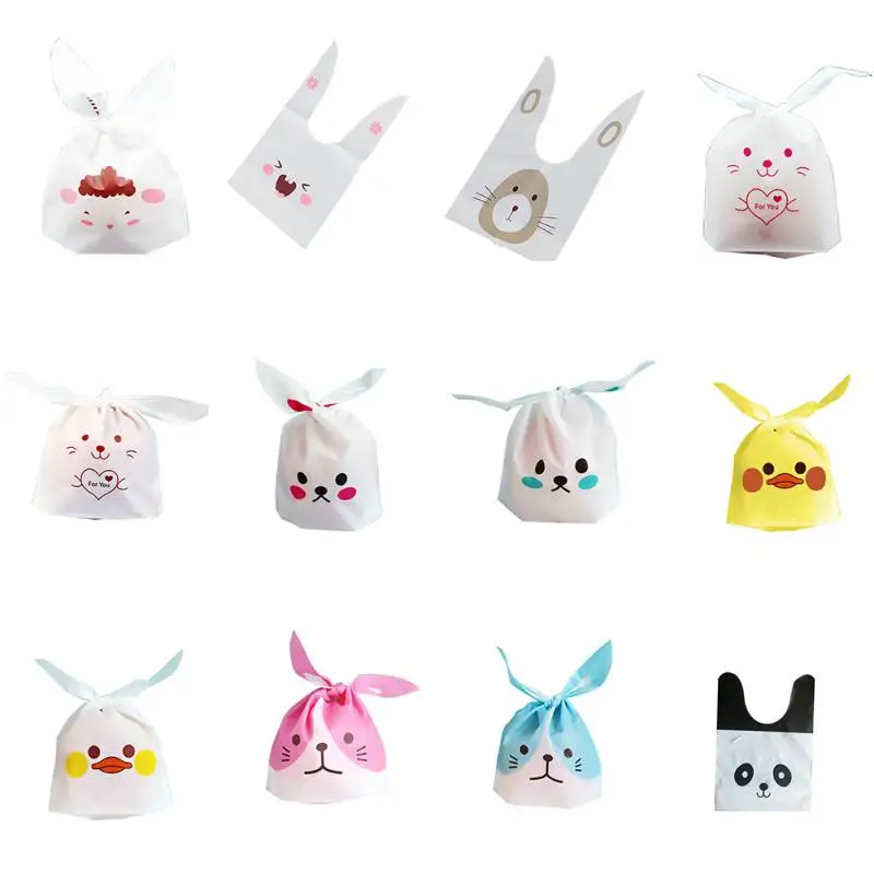 Милый кролик шаблон держатели для подарков с кроличьими ушками благодарения пасхальные конфеты печенье OPP мешок для детей подарок на праздник поставка 50 шт