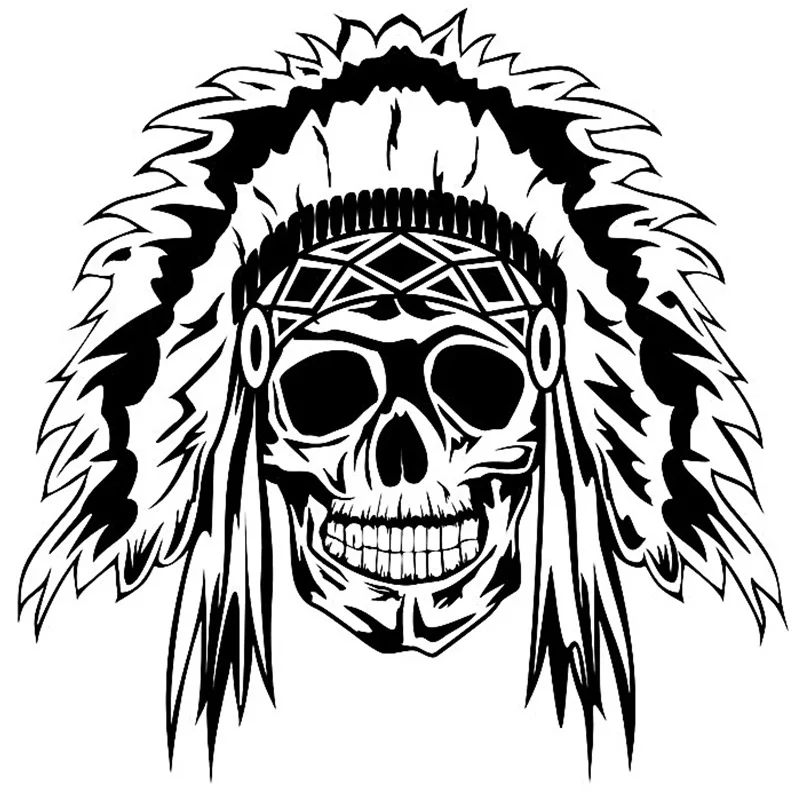 DCTAL Skull Indian Cacique Sticker Punk Death Decal Horror Halloween Devil Poster Name Car Window Art Wall Decals Decor Mural