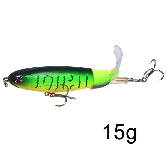 1 Pcs 10cm/14cm Topwater Fishing Lure Whopper Popper Artificial Bait Hard Plopper Soft Rotating Tail Fishing Tackle Fishing Bait U