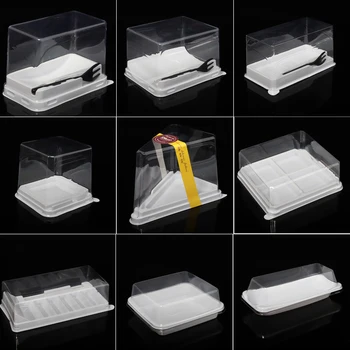 

100pcs Cake rolls mousse plastic transparent box triangle layer box round cake box square blister box freeshipping