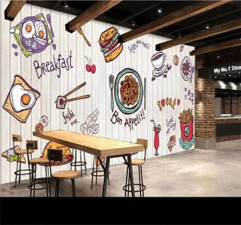 

Custom wallpaper mural photo wall delicious hand painted fast food background wall-decorative painting