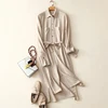 winter new women turn-down collar dress high quality 100% superior cashmere knit dress with belt ► Photo 1/5