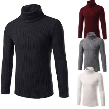 

Winter Warm Men's Thermal Cotton Turtle Neck Slim Fit High Quality Sweaters Stretch Knit Casual Basic Tops Pullovers M-2XL
