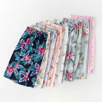 

Summer New Japanese-style Multi-color Refreshing Home Pants Sleep Wear for Women Pajamas Bottom Printing Satin Night Pants