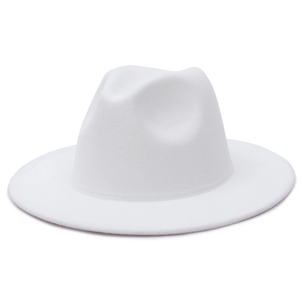 

GEMVIE All-match Wide Brim Fedora Hat For Women Solid Color Wool Felt Hat For Men Autumn Winter Panama Gamble Yellow Jazz Cap