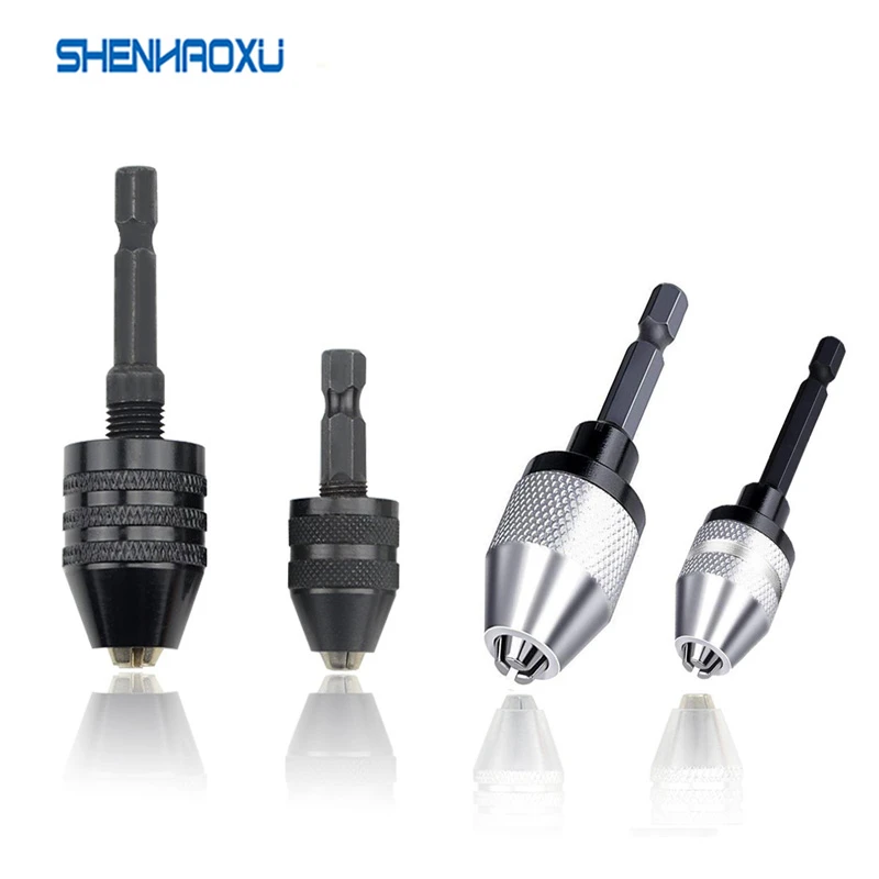 Hex Shank Keyless Drill Chuck 0.3mm-3.6mm 0.6mm-6.5 Mm Clamping Range Driver Tool Accessories Easily Into The Power Drill Driver