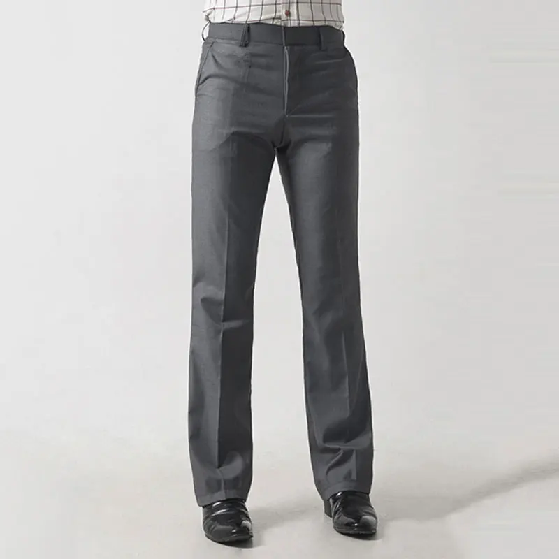 Men's Business Casual Flare Pants Slim-free trousers Male Korean wide-Leg Pants Color: White Khaki Black Navy Blue Gray