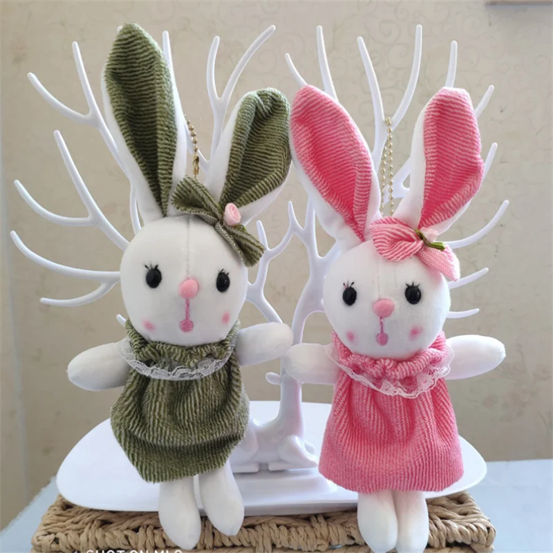 HANDANWEIRAN 1PCS New Holiday Gift Cute 12cm Rabbit Plush Toy PP Cotton Decorative Rabbit Pendant Girl Boy Christmas Gift