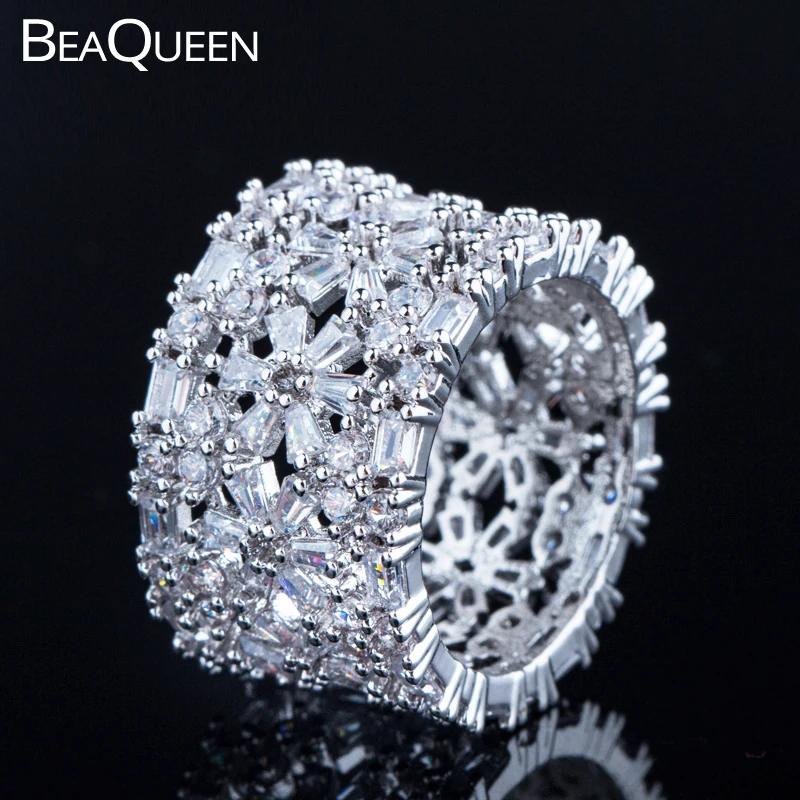 Женское кольцо с цветком из фианита BeaQueen роскошные брендовые обручальные кольца