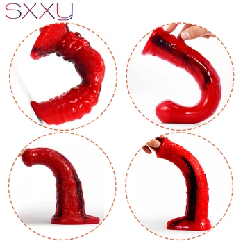 SXXY Animal Dog Dildo with Knot for Women Vagina Massage Realistic Fantasy Horse Penis Huge Stallion Cock Donkey Anal Sex Toys 6