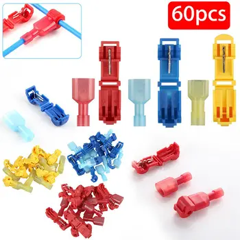 

60Pcs 22-10AWG Assortment Car Audio Quick Splice Crimp Terminals & Male Spade Electrical Wire Connector Kit