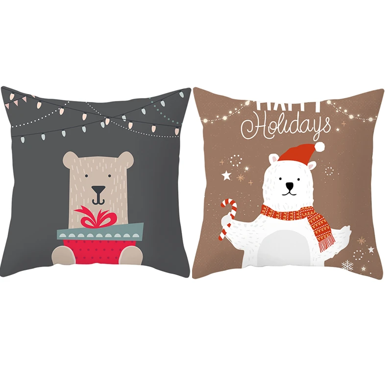 Fuwatacchi, 2 шт., веселые рождественские наволочки, Мультяшные рождественские наволочки для подушки, для дома, дивана, декоративные наволочки 45*45 см - Цвет: 2pcs