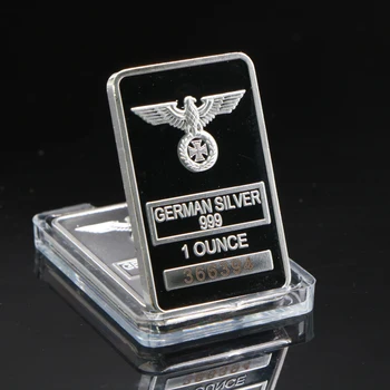 

German Eagle Rare 1 Ounce Silver Bar 999 Silver Plated Cross Bar Clear Acrylic Capsule with different serial number