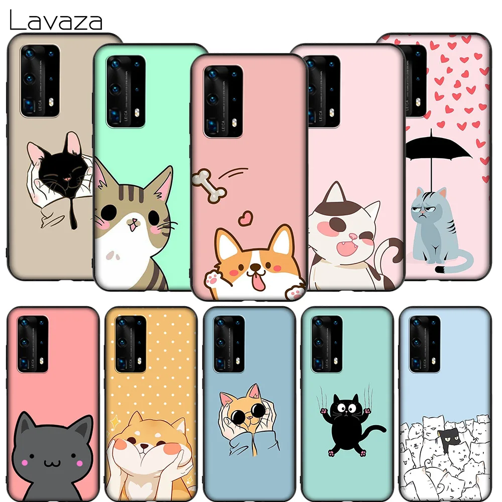 Lavaza Cute cat Animals Case for Huawei P8 P9 P10 P20 P30 Y6 Y7 Y9 Lite Pro P Smart Nova 2i 3i Mini 2017 2018 | Мобильные телефоны