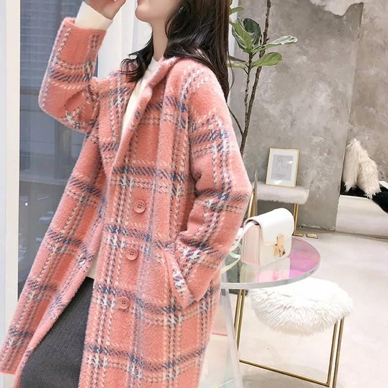 Heydress осеннее элегантное клетчатое женское модное шерстяное пальто женское повседневное пальто с отложным воротником Женская теплая верхняя одежда