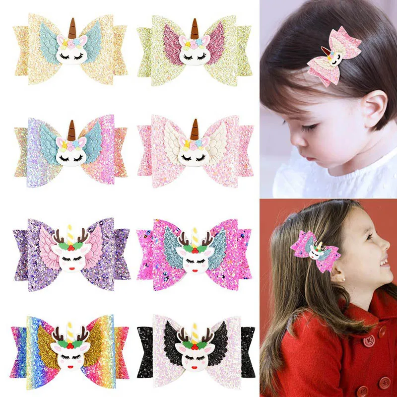 Bow Hair Clips & Headbands Children's Girls babies cat Unicorn Mermaid Princess 