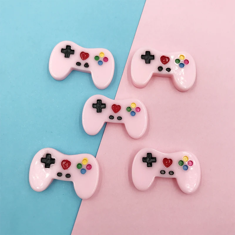 Pink 10 шт./лот, миниатюрный игровой контроллер, плоский с одной стороны, кабошон из смолы, каваи, плоские Кабошоны, сделай сам, украшение для рукоделия, банты для волос, центр 29*18 мм - Цвет: Pink