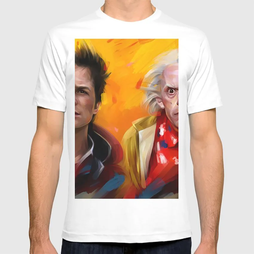 BTTF футболка bttf фильм научная фантастика классический 1980s желтый Марти Макфлай emmett коричневый