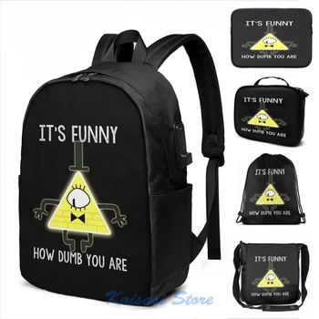 

Bill Cipher - It's Funny How Dumb You Are USB Charge Backpack men School bags Women bag Travel laptop bag