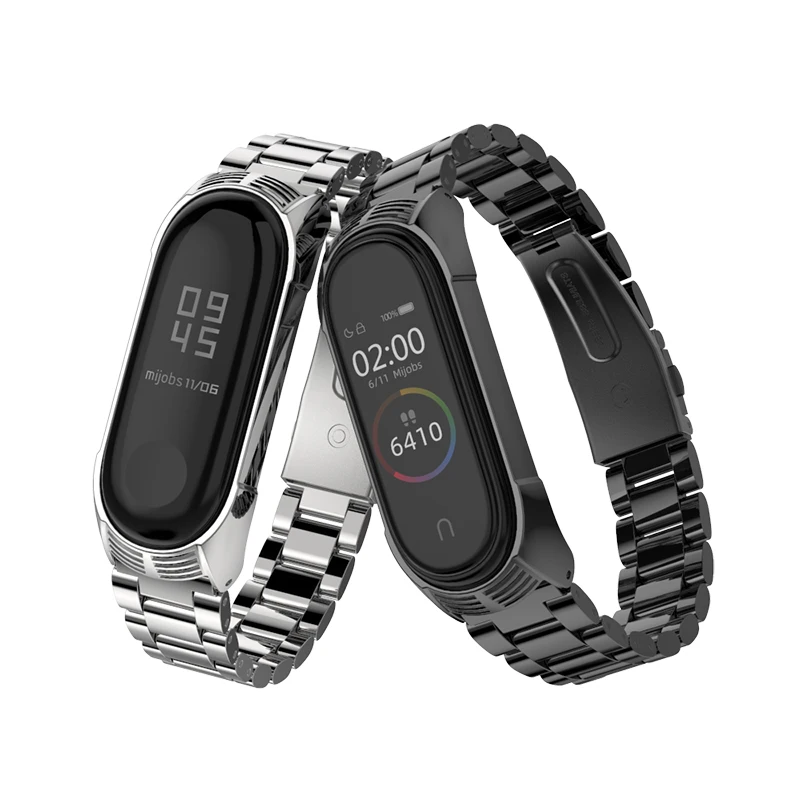 Mi jobs mi band 4 ремешка металлический браслет для Xiaomi mi 4 3 ремешка Безвинтовой нержавеющей стали mi Band 3 NFC наручный смарт-браслет