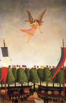 

Handmade Art Paintings by Teachers - liberty inviting artists to society of independent angel by Henri-Rousseau - Oil on Canvas