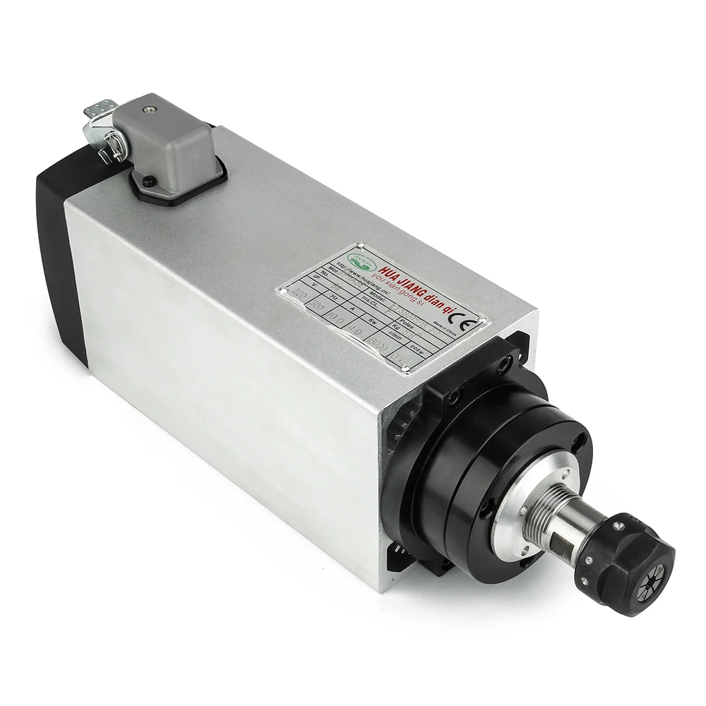 4kw Air-Cooled Square Spindle Motor ER20 Collet 220v or 380V for CNC Engraving Milling Grind Milling Machine Tools