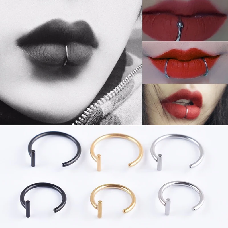 

5PCS Medical Titanium Punk Clip on Fake Piercing Body Nose Lip Rings Unisex Nose Ring Women Septum Piercing Jewelry