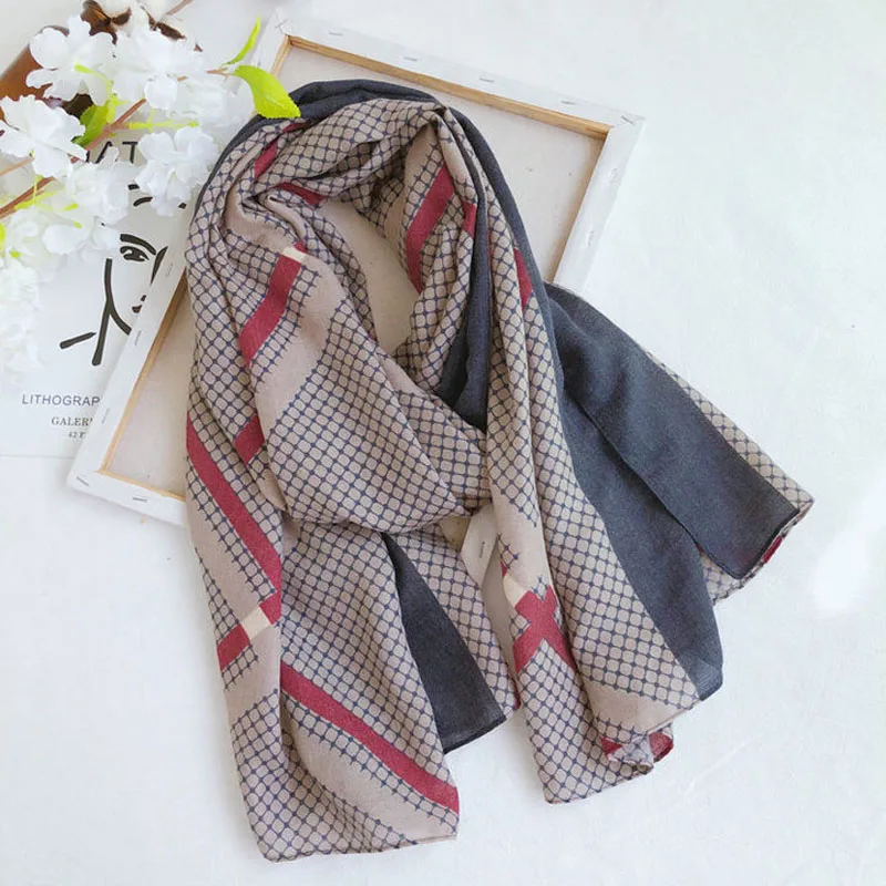 Navy Blue Зимний клетчатый Теплый Женский плотный шарф, большой полосатый головной шарф sjaal, пончо и накидки femme, bufandas invierno mujer, шали и накидки - Color: Navy Blue