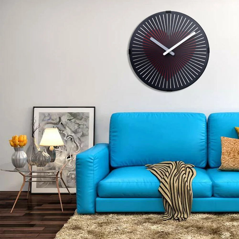Living Room ABS Battery Operated Modern Bedroom Pointer Round Phantom Home Decor Wall Clock Heart 12 Inch Art Hanging Dynamic