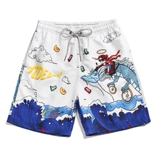 Новейшие мужские пляжные шорты с мультяшным принтом Nazha Conquers Dragon King, Размер 4XL, Шорты для плавания, быстросохнущие шорты для серфинга
