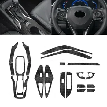 

19PCS Sticker For Toyota Corolla 2019-20 Carbon Fiber Black Interior Kit For Left-Hand Drive Vehicles Movable ABS