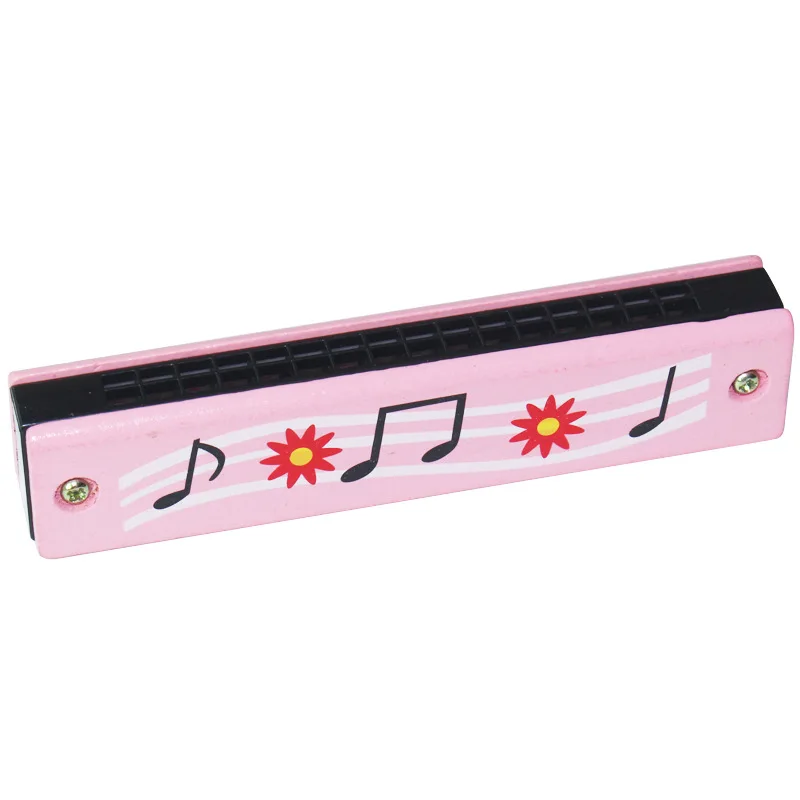 Pink Music Детские Ранние обучающие игрушки для детей деревянный двух поперечных брусках, крашеные в ряд 16 отверстий гармоника Детские Музыкальные инструменты развивающая музыкальная игрушка - Цвет: Pink Music