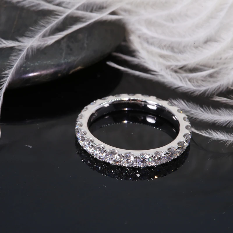 AEAW 14K White Gold 2mm CVD HPHT Lab Grown Diamond  Eternity Wedding Band for Women Gift Ladies Stackable Gold Wedding Ring